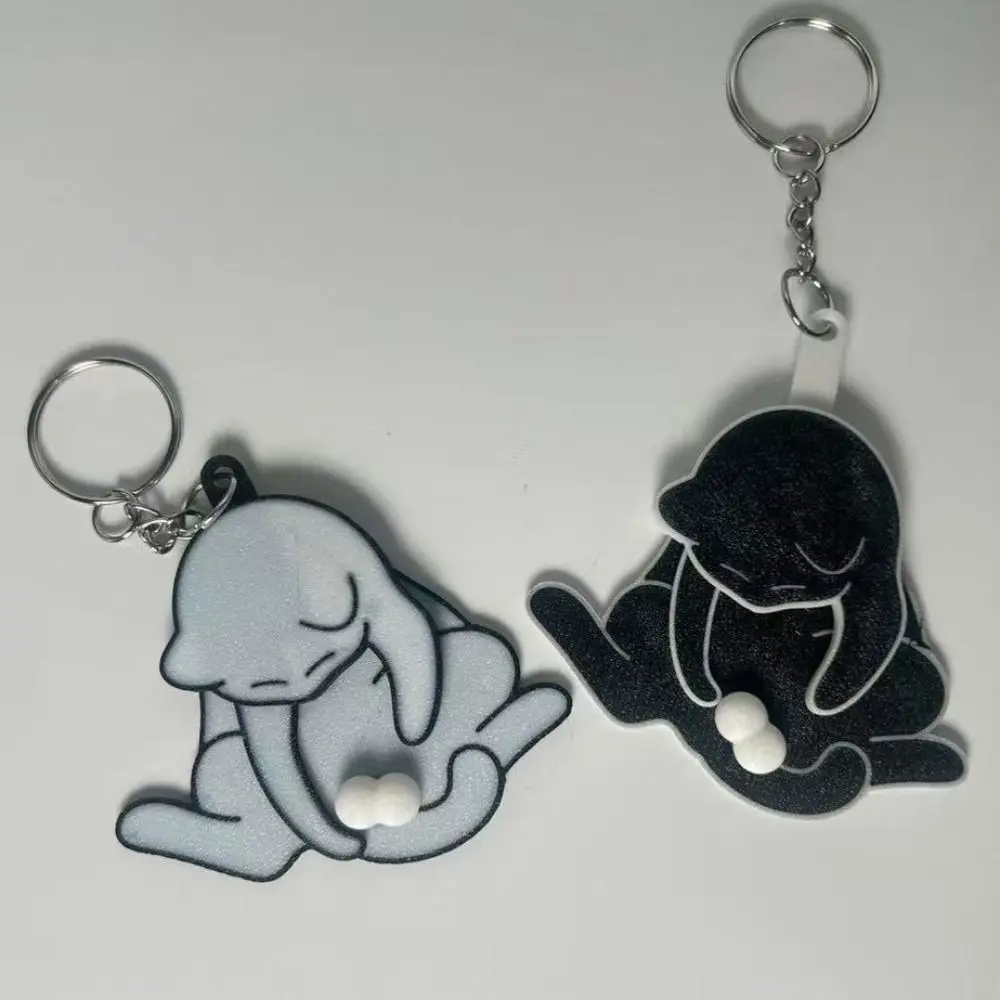 مضحك سحب اللعب سحب اللعب البيض القط المفاتيح رائعة للتدوير خدعة القط حقيبة قلادة حقيبة العرافة الاكريليك مجوهرات المفاتيح زوجين #2