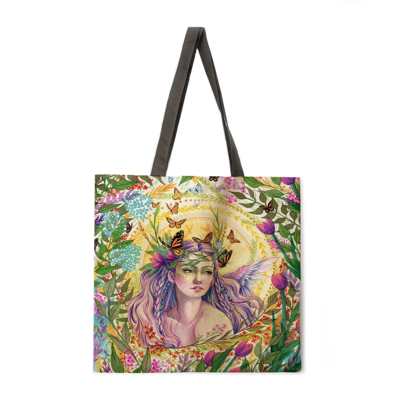 

Painting Art Linen Bag Handbag Lightweight Shoulder Bag Large Capacity Eco-friendly Shopping Bag Handbag Tote Bag