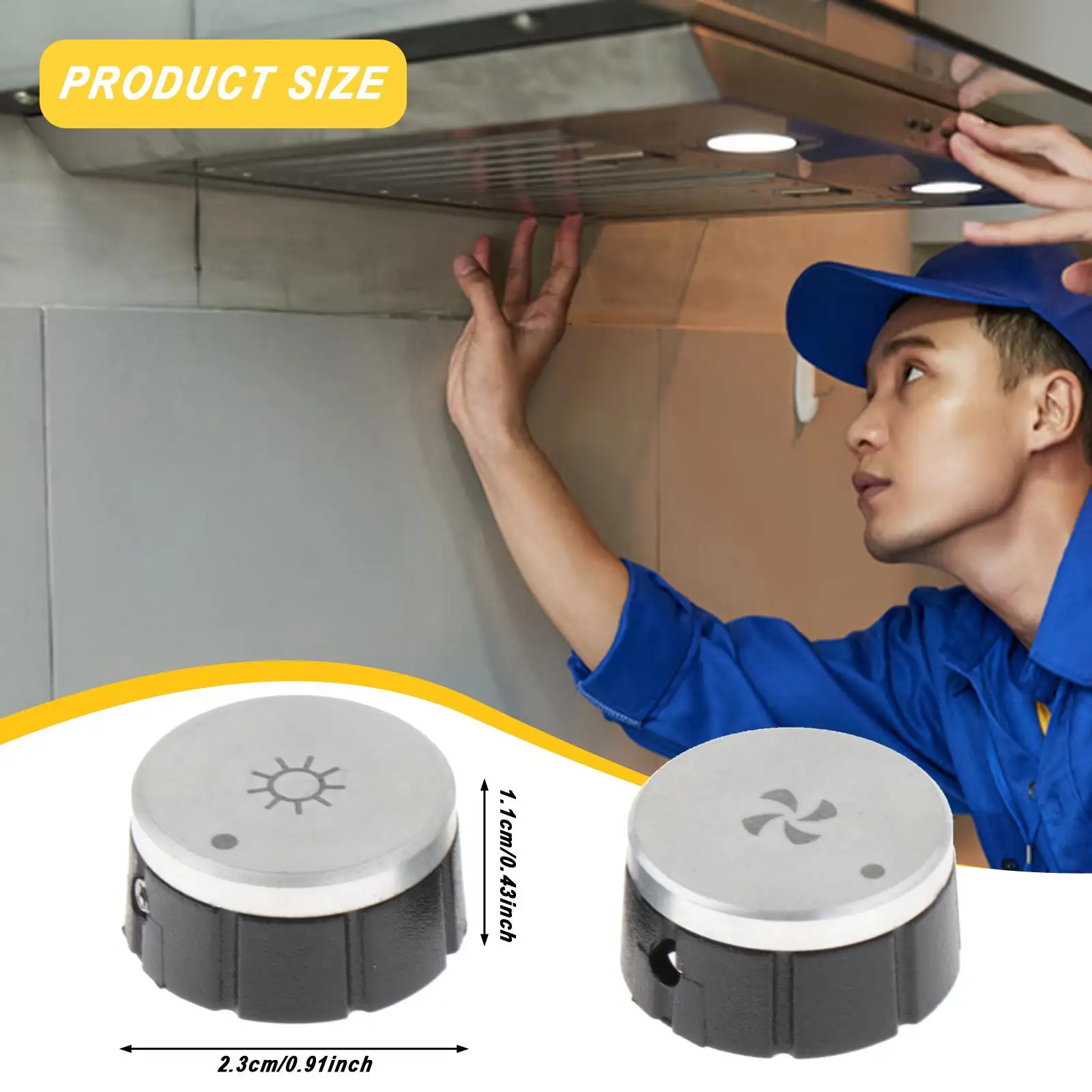 Cooker Hood Blower and Light Control Knobs Universal Metal Plastic Replacement for Kitchen Range Hood Parts