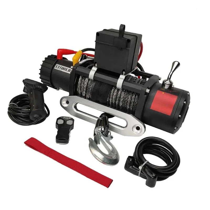 Xdyna 13500lb High-Torque Electric Car Winch 12V 4x4 Offroad IP 68 with Synthetic Rope for SUVs & 4x4 Vehicles Steel Material