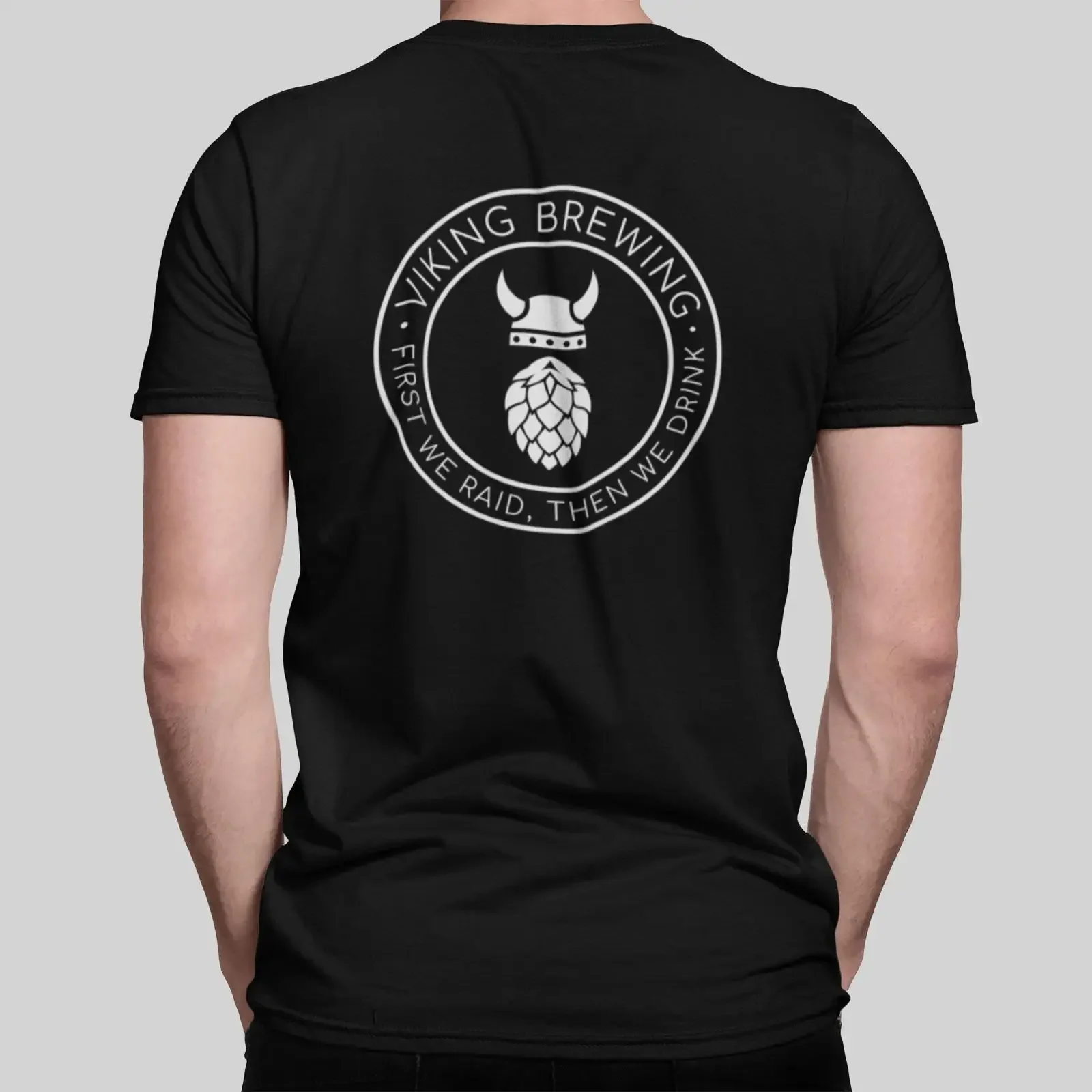 Viking Brewing First We Raid Then Drink T Shirt Funny Scandinavian Nordic Pagan Beer Lover  vintage Washed streetwear Stylish