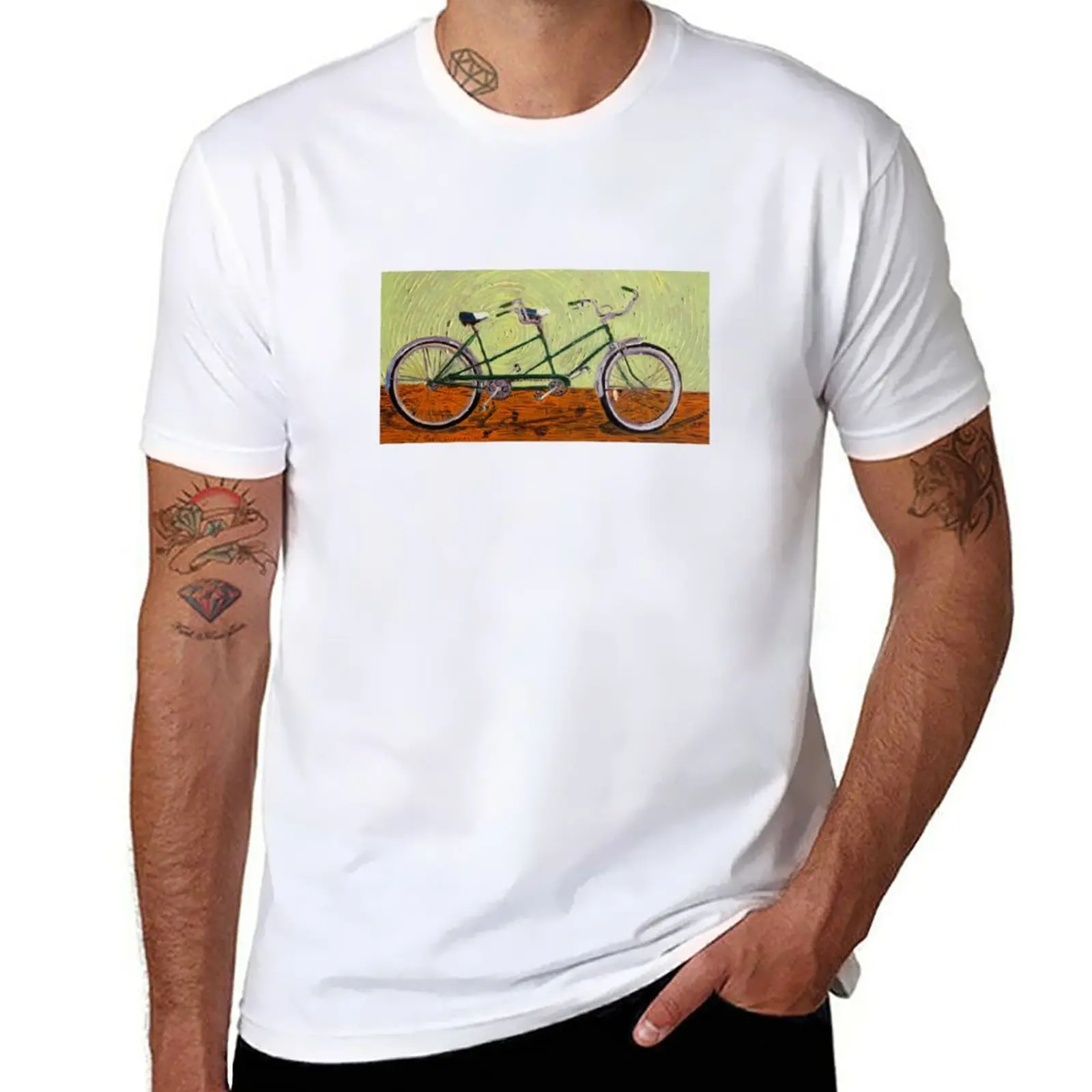 Green Tandem Bicycle T-Shirt oversized for a boy boys whites mens graphic t-shirts anime