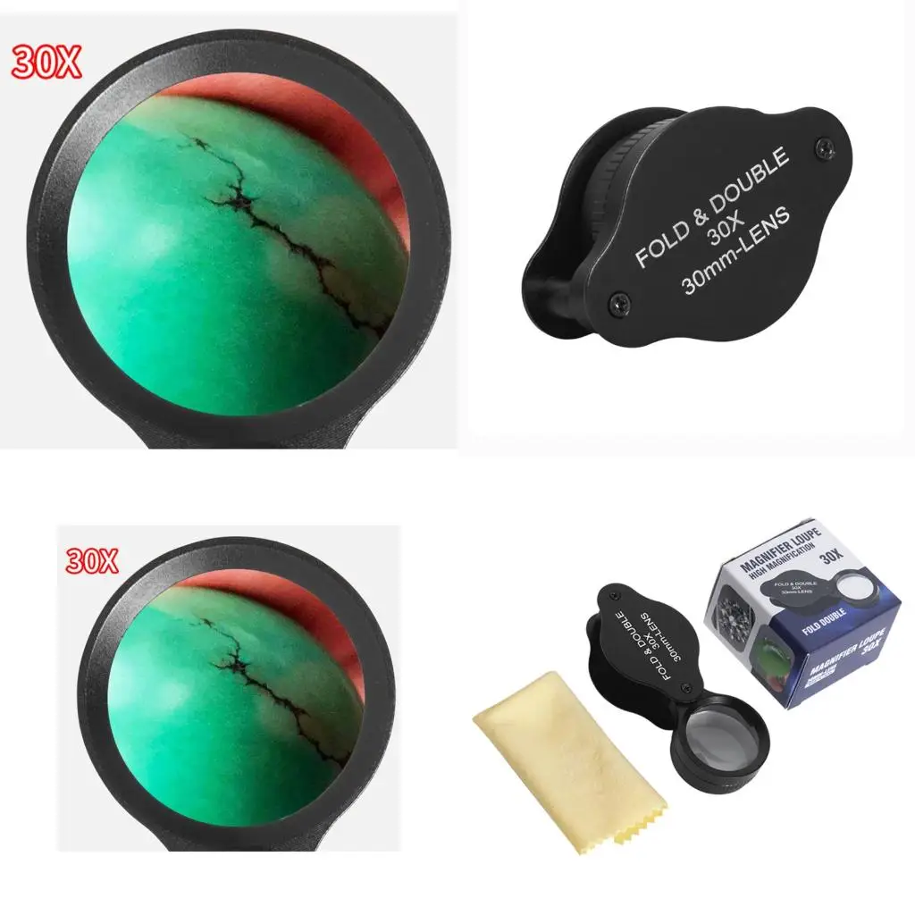 Handheld Glass Foldable 30X Lens for Inspection Jewelry Stamps Magnifier Portable high quality