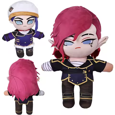 Arcane Vi Cosplay Caitlyn Kiramman Cosplay Plush Plushies Game LoL Plush Cartoon Soft Stuffed Mascot Birthday Xmas Gifts Kids