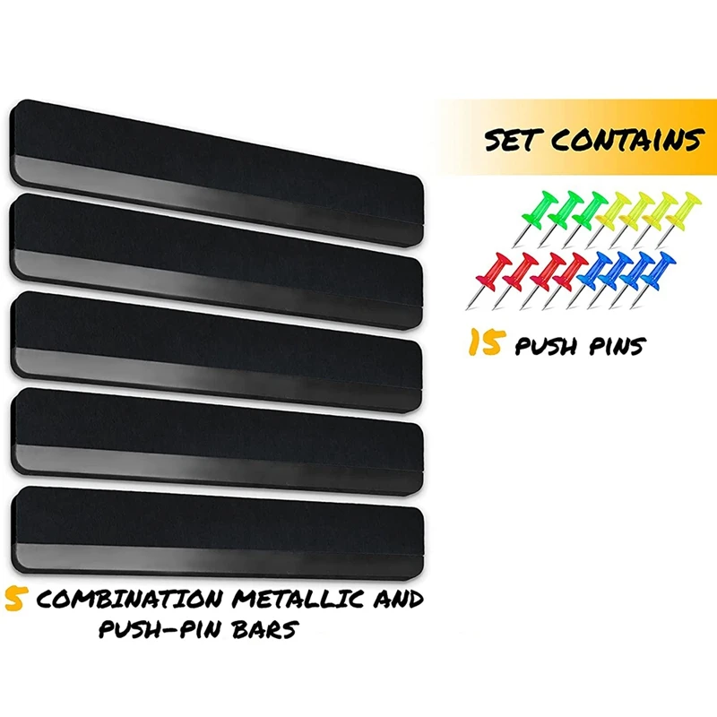 5 Pieces Of Magnetic Pin Board / Felt Board Message Wall Memo Board Strips For Wall Home Classroom Office Decoration