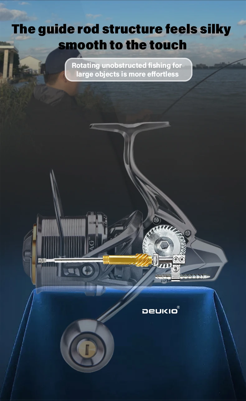 DEUKIO 8000-14000 Spinnrolle 20KG Max. Bremskraft Weitwurfrolle mit Metallkörper für Salzwasserfischen mit Edelstahl-Lagern – Detail 11