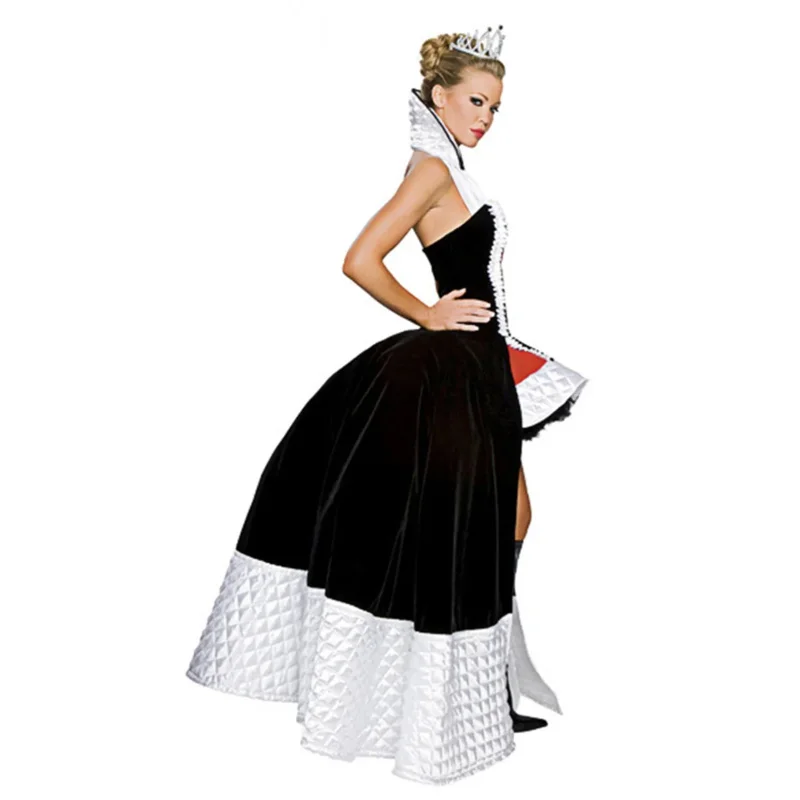 

2025 New Alice In Wonderland Adult Women Fantasy Queen of Hearts Cosplay Costumes with Crown☆★ee☆★