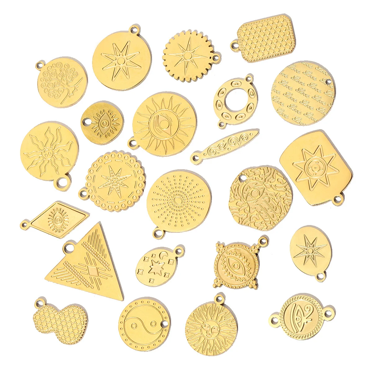 3pcs/Lot Retro Life Tree DIY Bracelets Charms Gourd Eye Neaclace Pendant Female Steel 14K Gold Color Earrings Accessory