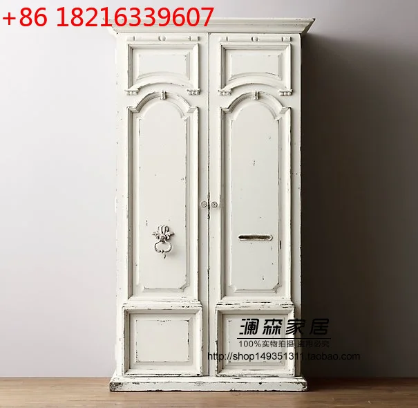 TAO American European-style rural solid wood oak antique two-door wardrobe vertical cabinet