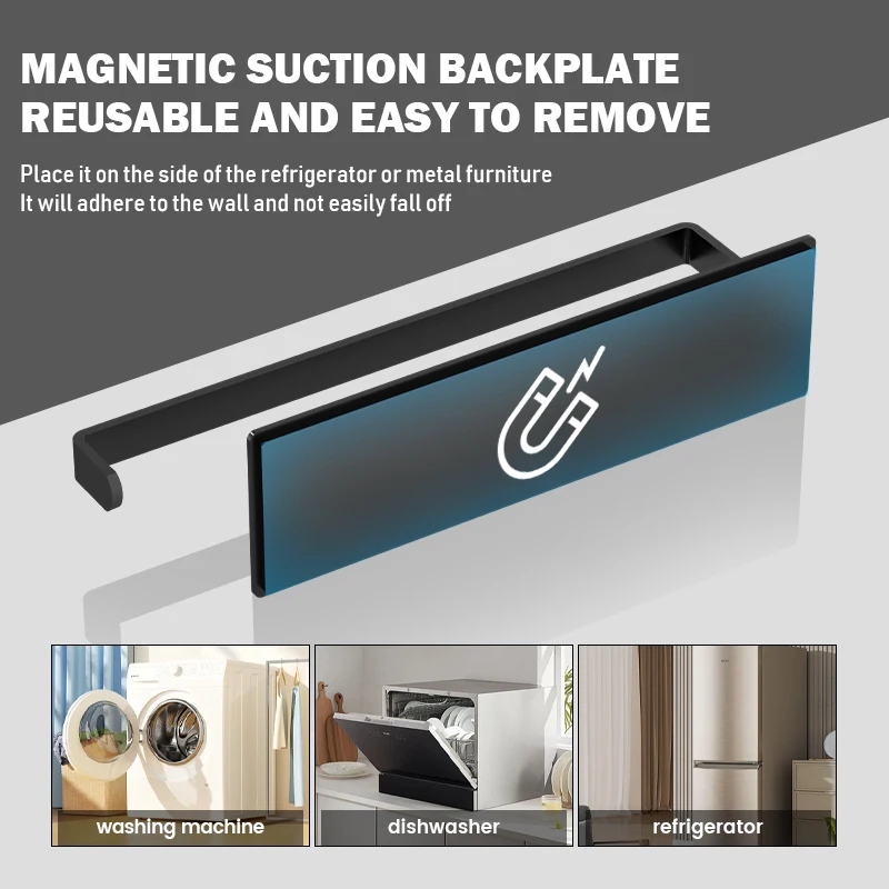 Refrigerator magnetic tissue holder, black kitchen tissue holder, suitable for refrigerators, RVs, and kitchen storage racks