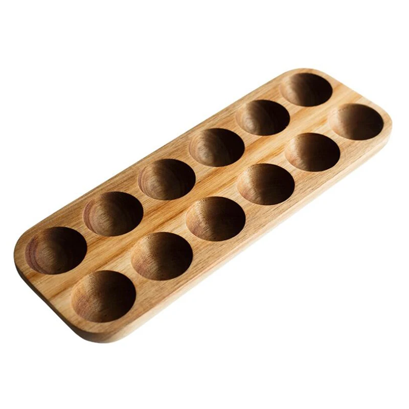 

12 Holes Japanese Style Wooden Double Row Egg Storage Box Home Organizer Rack Eggs Holder Kitchen Decor Accessories