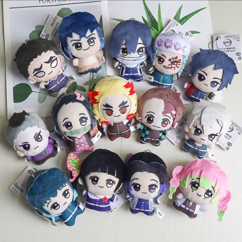 New 10cm Tanjirou Nezuko Kanroji Iguro Plush Keychain Demon Slayer Anime Peripheral Bag Pendant Soft Stuffed Toys Boy Girl Gifts