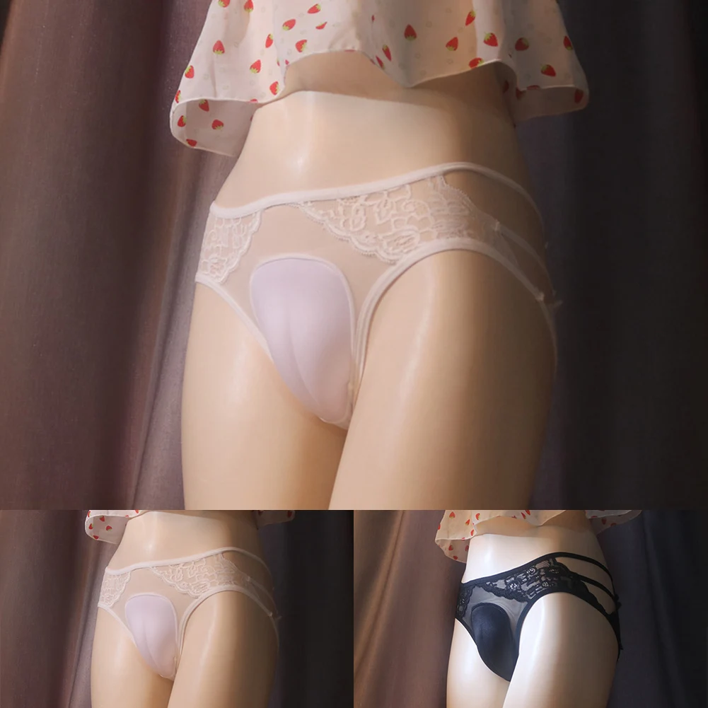 Crothless Underwear Camel Toe Panty For Night For Sleep High Stretch Hollow Out Lace Low Waist See Through Sheer #6