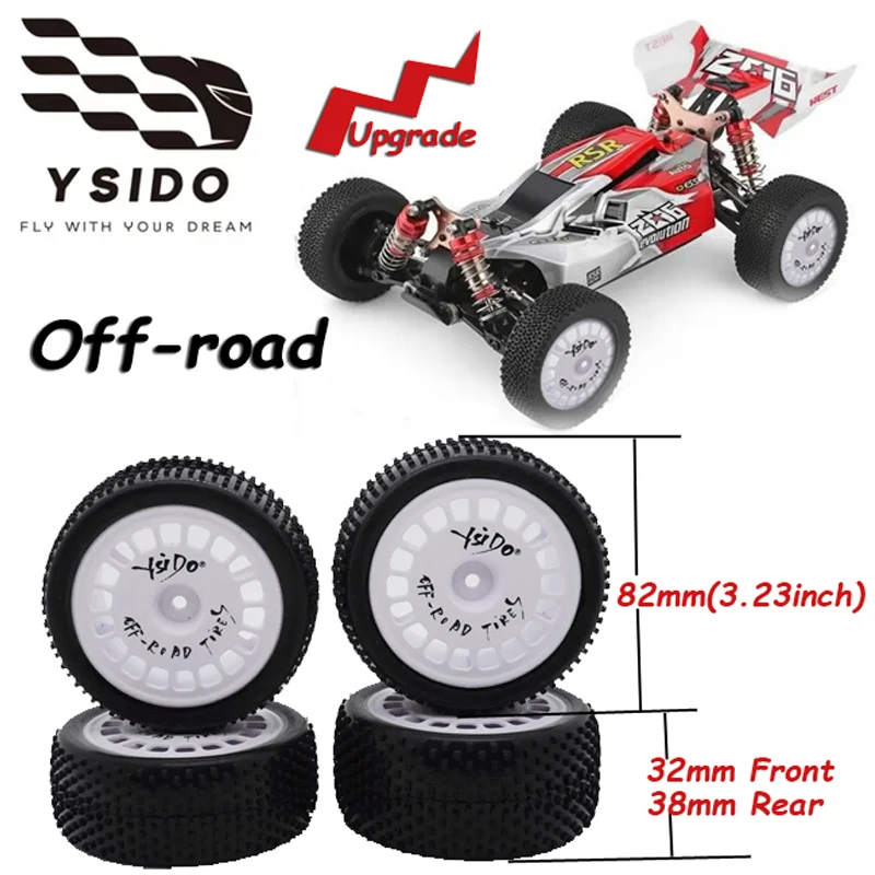 4PCS YSIDO RC Off-road Car Tires 82mm Front Rear for HSP Wltoys HPI Redcat Traxxas Axial Tamiya TT02B 1/10 1/12 RC Racing Car