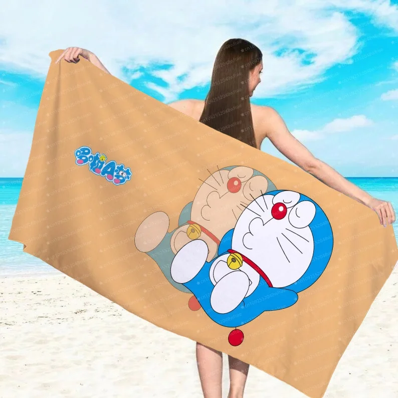 Doraemon Machine Cat Printed Beach Towel Microfiber Towel for Children/Adults Quick Drying Water Absorbing Swimming Pool Towel view 6