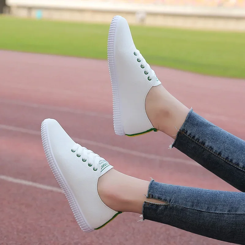 Comemore Summer Spring Woman White Casual Shoe Flats Breathable Women Leather Sneakers Ladies Trainers Women\'s Vulcanized Shoes