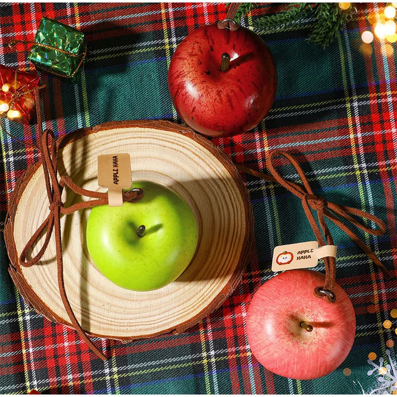 Realistic Green Red Apple Bag Charms Creative Christmas Tree Ornament Personalized Niche Car Decoration Fashion Keychain Pendant