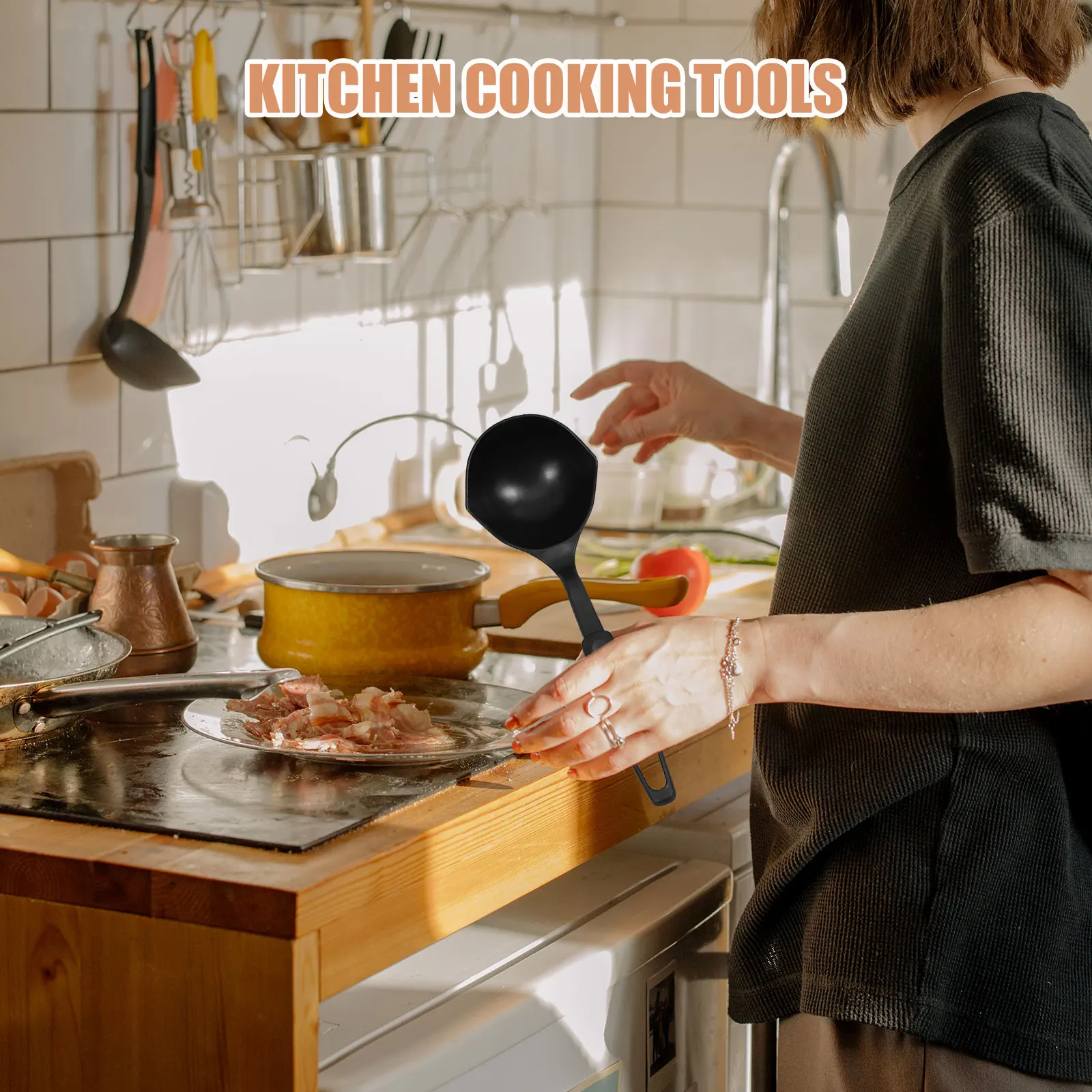 

6pcs Kitchen Utensil Set Nylon Cooking Tools Heat Resistant Ladle Spoon For Stirring Serving Vegetable Household Use