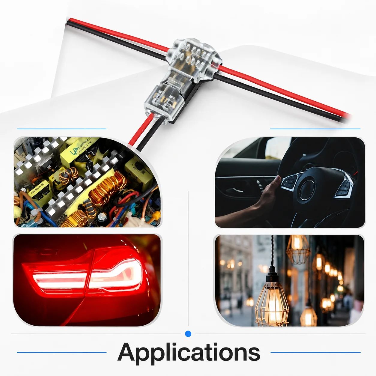 10PCS 2 Pin T Tap Wire Connectors 18-22AWG No Strip Quick Splice Low Voltage Terminal for Car Motorcycle LED Lights Home Wiring view 6