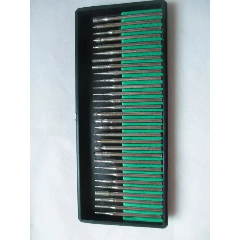 

30 Pcs/set Diamond Point Burr Bits Drill Head Dremel Accessories Needle Tip Grinding Alloy Cylindrical Ball 3.0mm Shanks