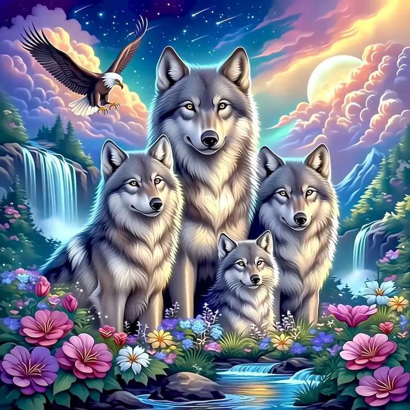 GATYZTORY 5d Diamond Painting Kits For Adults Home Decor Gift Rhinestone Art Crafts Wolf Full Round/Square Paint By Diamonds
