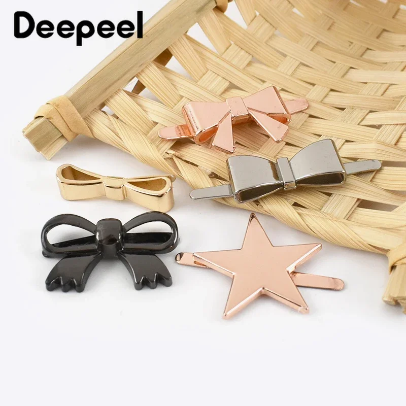 10Pcs Deepeel Metal Bow-knot Buckles Shoes Handbag Leather Crafts Clasps Clothes Decor Labels DIY Luggage Hardware Accessories