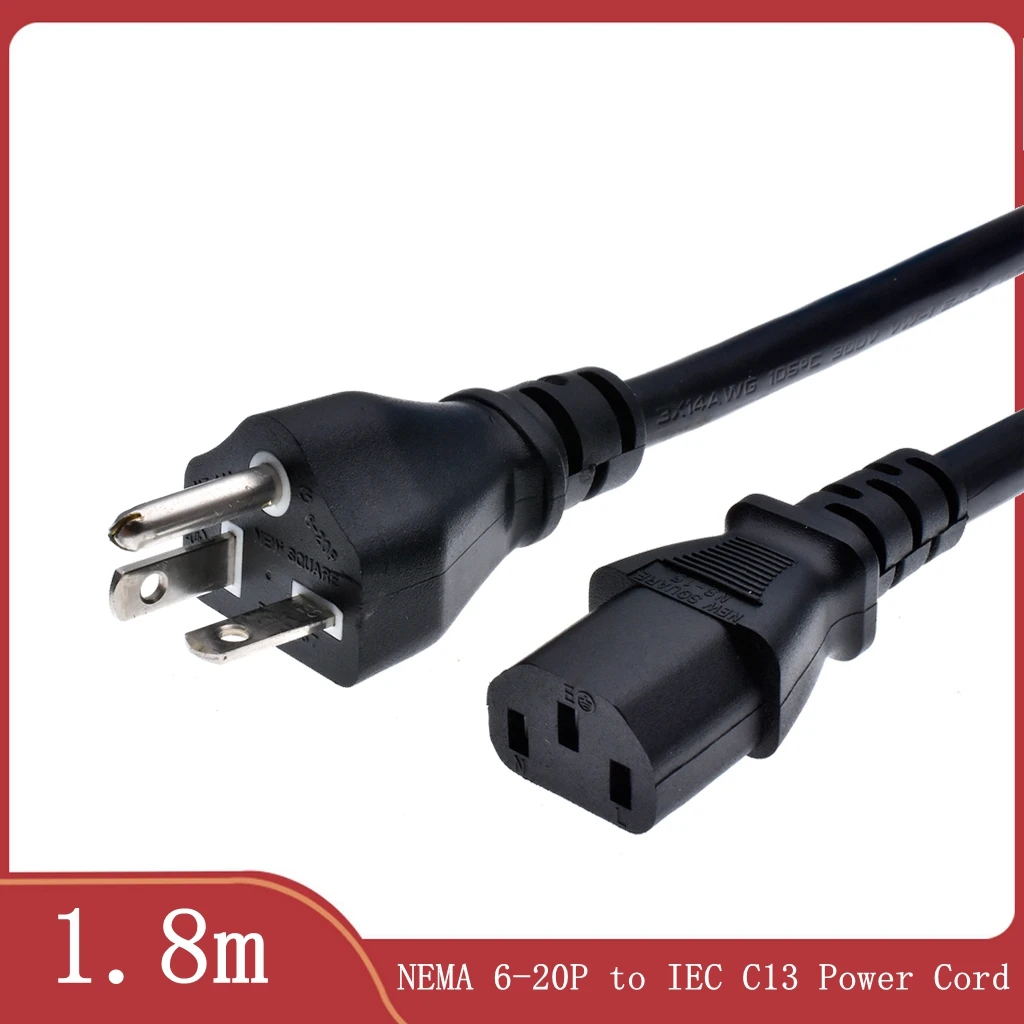 US NEMA 6-20P to IEC C13 SJT Power Cord 3X14AWG  (15A 250V) 6ft/1.8m, Power Extension Cord for PDU UPS