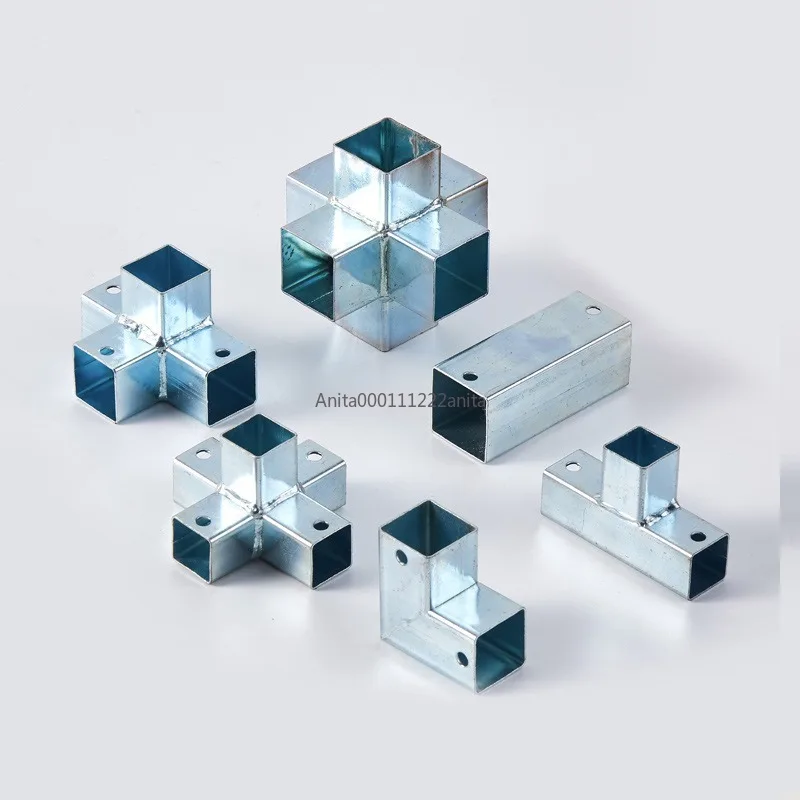 4PCS 40MM 50MM Square Tube 90 Degree Right Angle Two Way Three-Way Iron Tube Guardrail Square Tube Connector