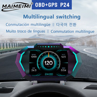 OBD2 HUD P24 OBD2+GPS Car Head Up Display Digital Speedometer on Board Computer Water Temp RPM Slope Meter With Overspeed Alarm