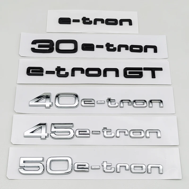 3D ABS E-tron Logo etron Emblem Letters Car Rear Sticker Badge For Audi Q2 Q3 Q4 Q5 Q7 Q8 30 35 40 45 50 55 etron GT Accessories