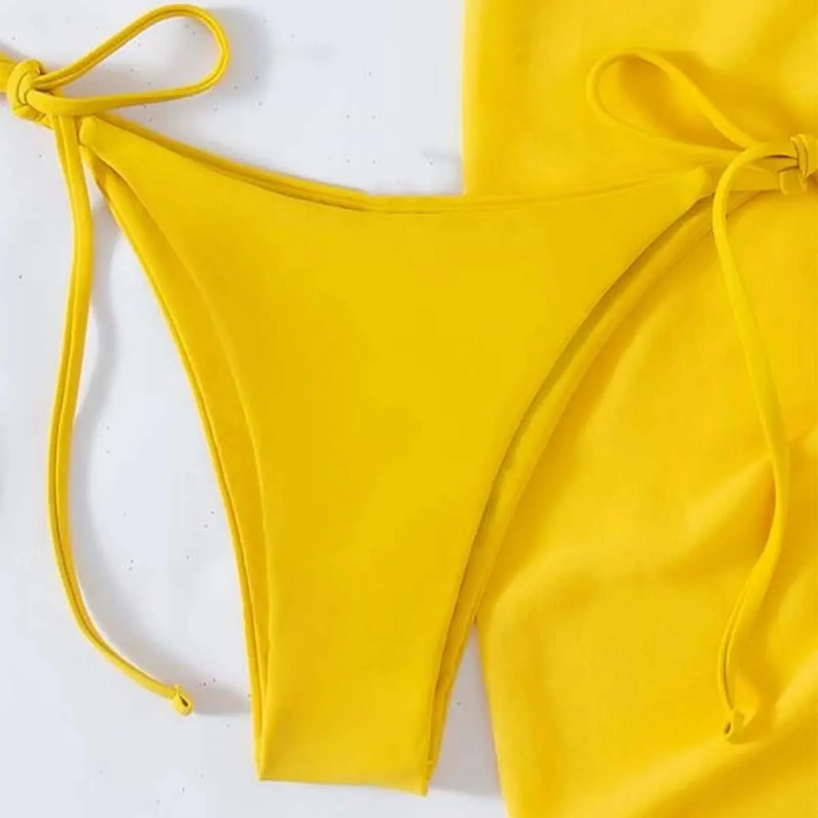 여성용 3피스 수영복 세트, 솔리드 컬러 트라이앵글 컵 타이업 섹시 비키니 탑과 스커트 바텀 수영복, 컷아웃 비키니