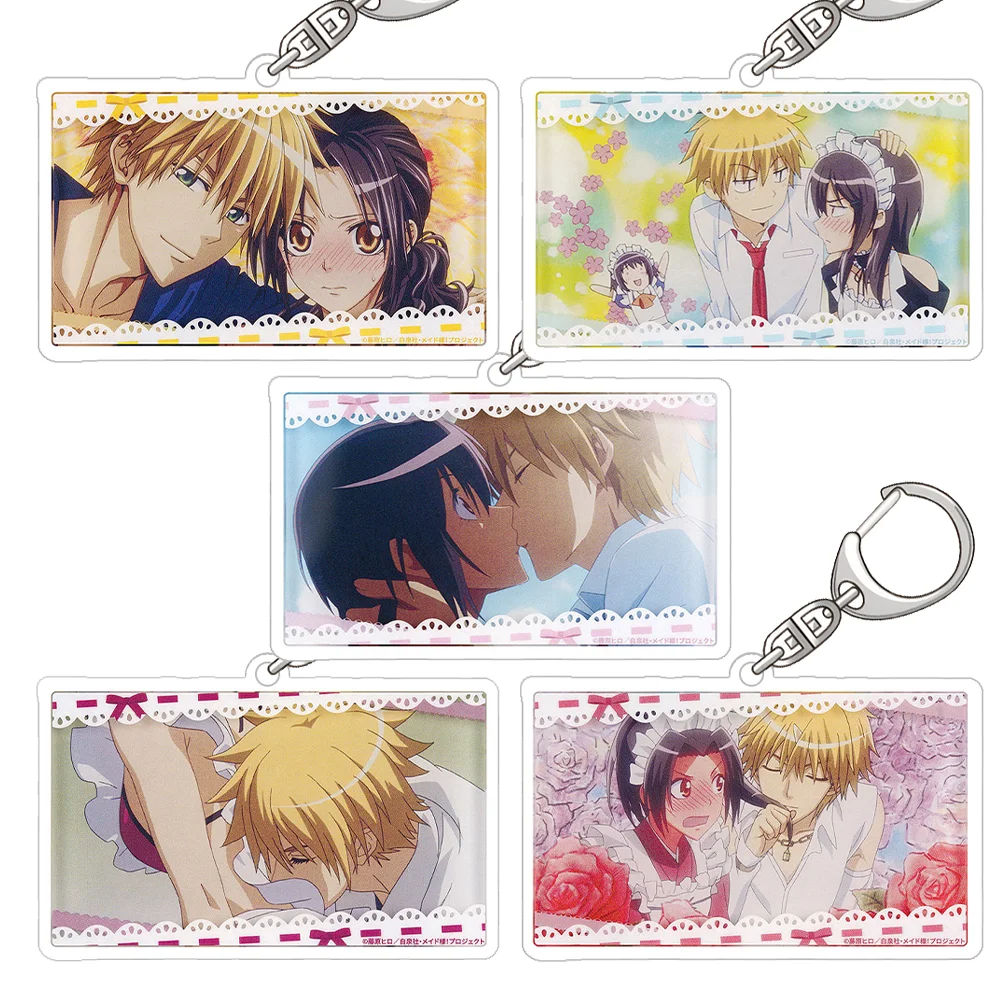 Maid Sama! Ayuzawa Misaki usui takumi Ayuzawa Misaki& usui takumi Official square Acrylic Keychain Bag pendant anime goods Gifts