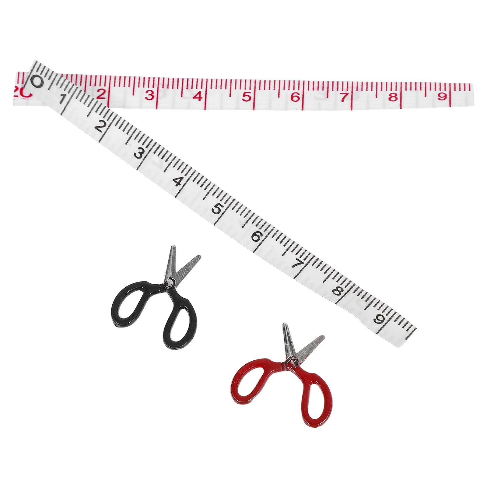 

1Set Mini Scissor Sewing Ruler Stable Mini House Supply for Miniature Scene Layout House Sewing Accessories Delicate