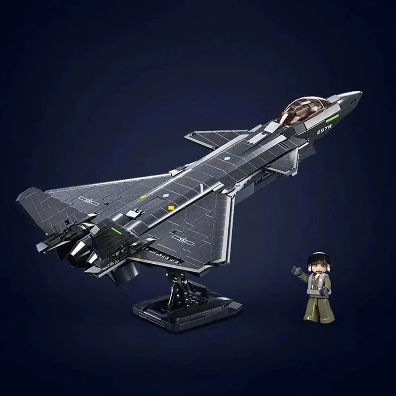 SLUBAN1007PCS Military Modern Plane J-20 Stealth Fighter Building Blocks World War2 Air Force Aircraft Bricks Model Kit Boy Toys