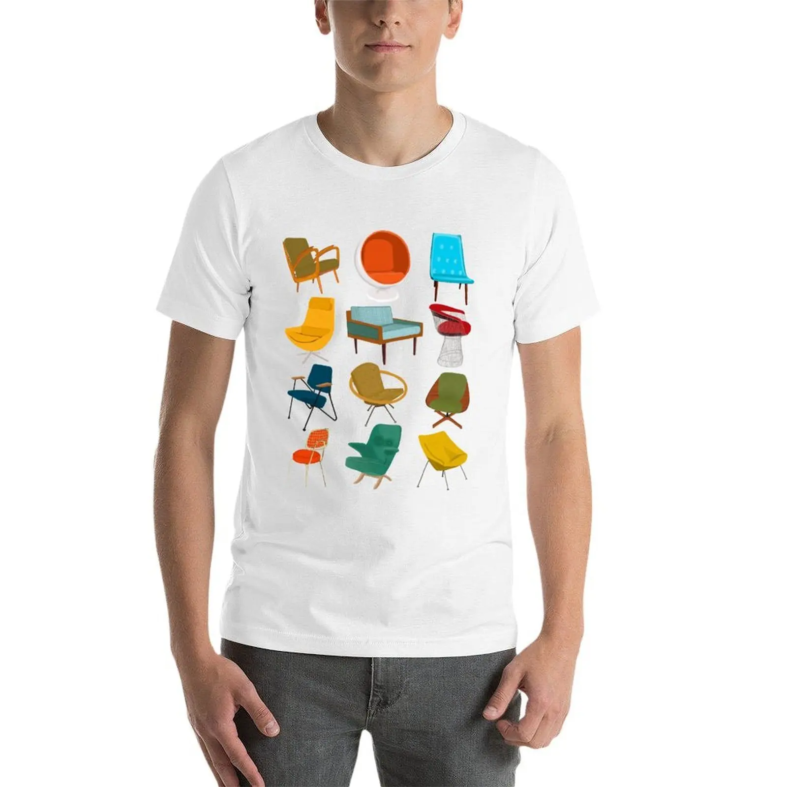 منتصف القرن الحديثة كرسي جمع تي شيرت رجل جرافيك تي شيرت تي شيرت للرجل جرافيك مضحك تي شيرت