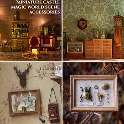 Miniature Castle Wizarding World scene accessories Magic Potions Stuffed Animals retro collector mini Toys Christmas gift