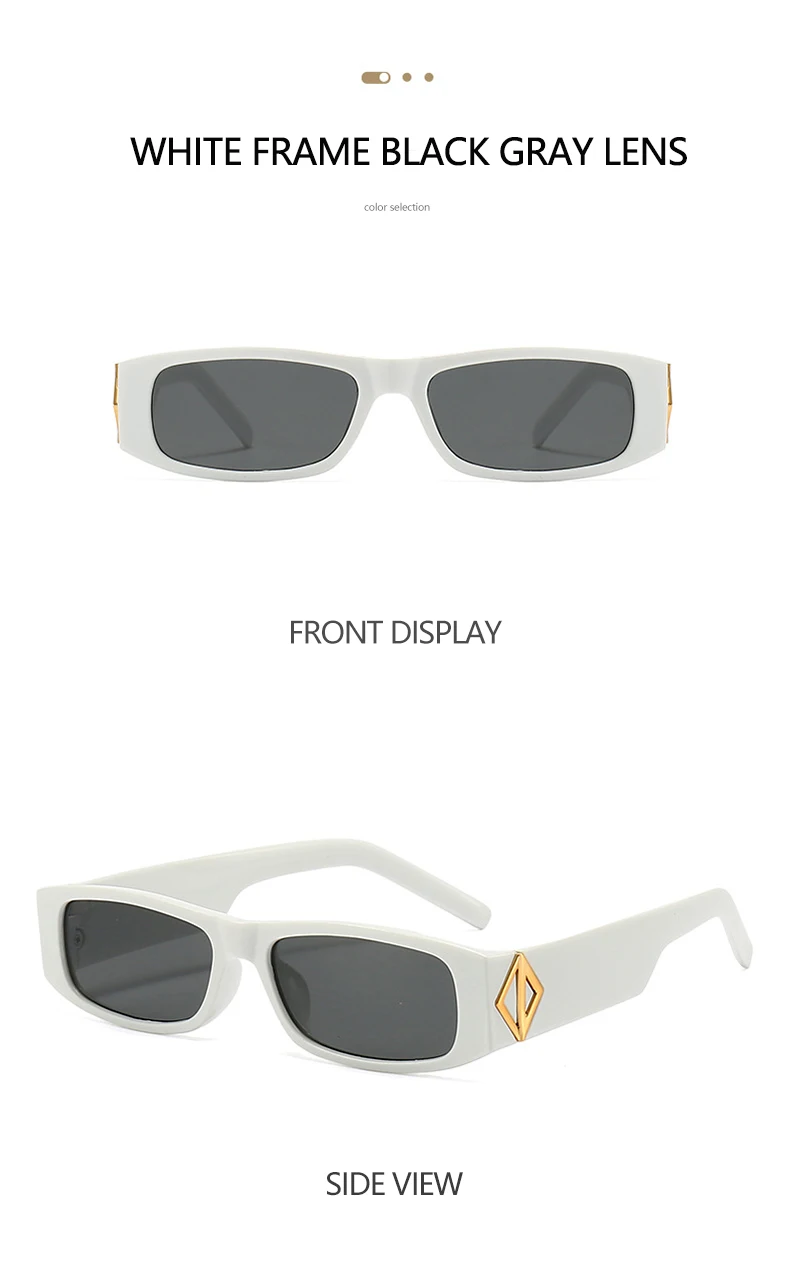 Neue schmale quadratische Sonnenbrille im modischen Stil, PC-Material, goldene Logo-Dekoration, trendiger Streetstyle, Unisex-Sonnenbrille 5378 – Detail 19