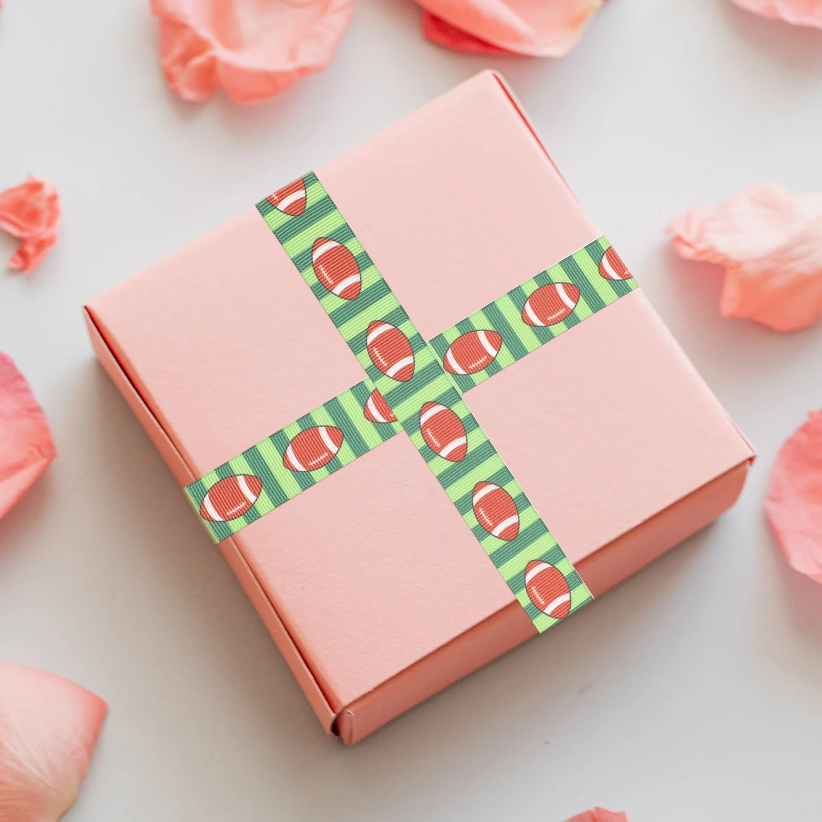 

Rugby Ribbon Polyester Roll DIY Craft Making Gift Wrapping Party Decorative Supplies for Sports Events Rugby Ribbon