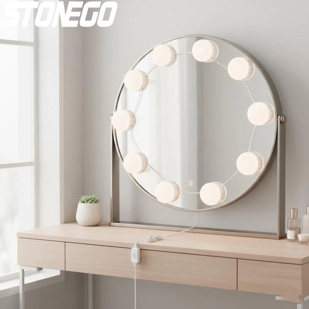 Portable Suction Cup LED Makeup Mirror Light USB Touch Control for Bathroom Closet Dresser Vanity Mirror Lights Indoor Lighting