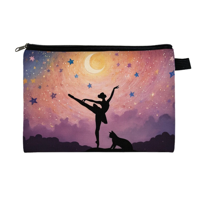 Elegant Ballet Dancer Pint Cosmetic Bag Ballet Art Girls Napkin Storage Pouch Ballet Dancing Lady Toiletries Makeup Organizer