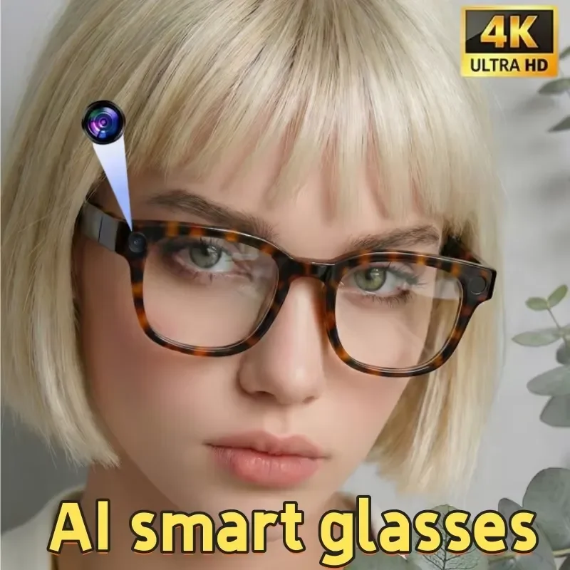 for Fashion Leopard Print Smart Sunglasses 13MP Camera AI ChatGPT BT Calling WiFi Smart Glasses for Women