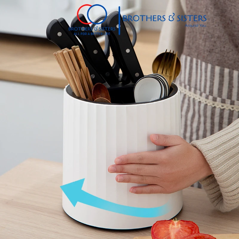 Multi-functional Rotating Knife Holder Kitchen Knife Holder 360 Degree Rotating Knife And Fork Holder Creative Chopsticks Cage