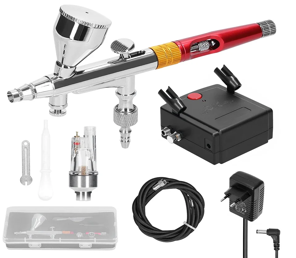 

AMulti-purpose Professional 0.3mm Airbrush Air Compressor Kit 20-35PSI Airbrush Pen Air Pump Set for Model Making DIY Art Painti