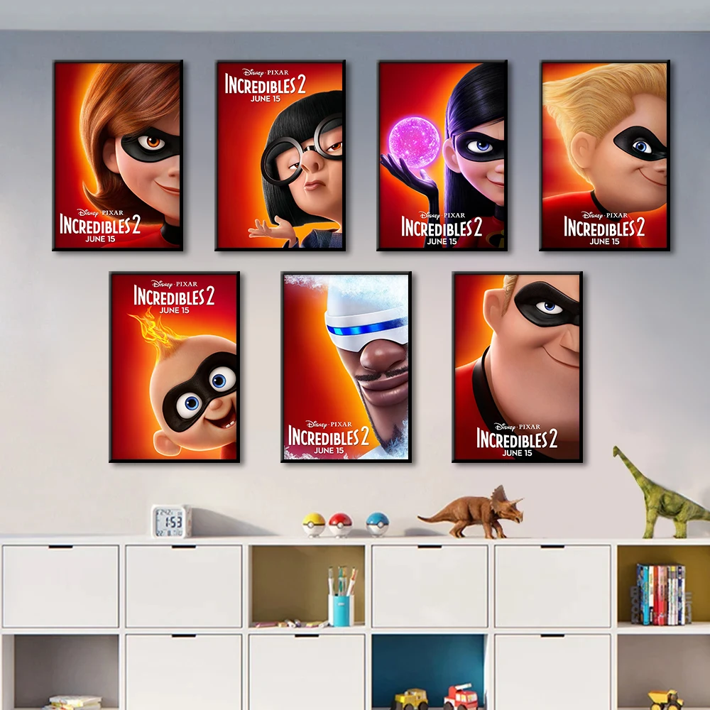 Disney the Incredibles Poster Superhero Portrait Painting Modern Cartoon Wall Art Canvas Print Picture Kids Room Decor Cuadros