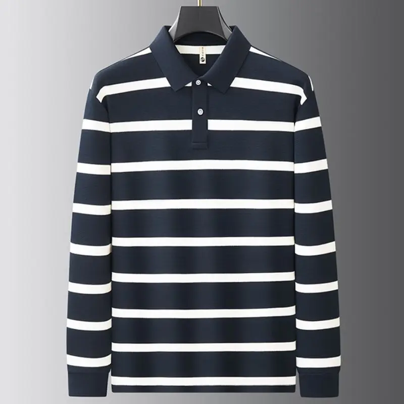 8XL 7XL 6XL 2026 New High End Luxury Cotton Shirts For Man Brand Clothing Business Striped Mens Polo Shirt Casual Loose T-Shirts