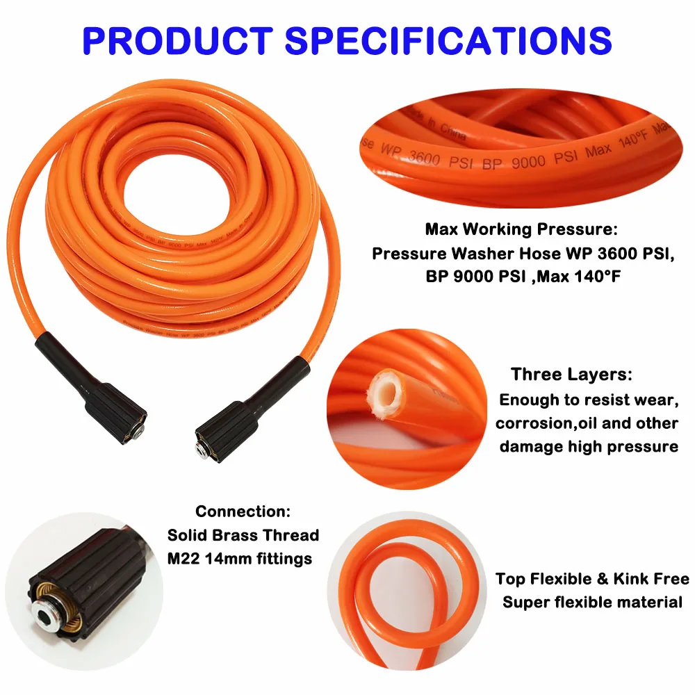 0.5-30M Super Flexible High Pressure Water Cleaning Hose Pipe Cord Pressure Washer Hose Extension Hose For some of Sterwins