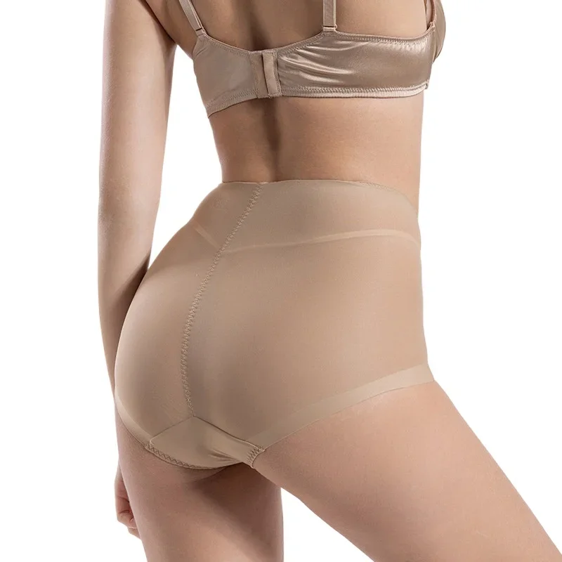 Spring and Summer Silk High-waisted Boxer Panties Silk Hip-lifting and Shaping Belly Pants Thin Waist