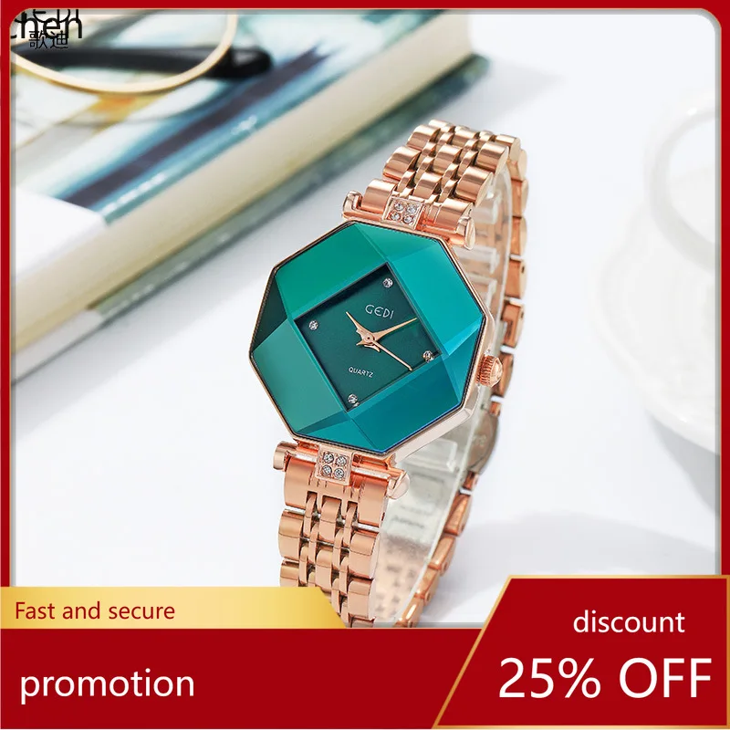 

Zml women's fashion diamond pattern wristwatch - ladies' niche high-end leather quartz watch