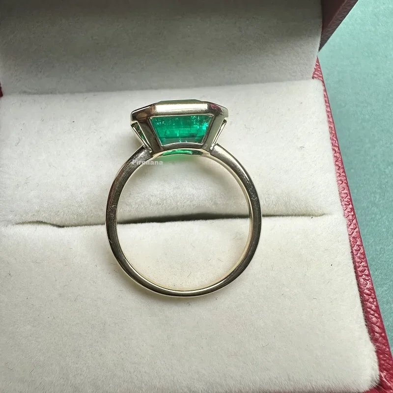 Pirmiana Custom Design 14K Soild Gold 4.06ct Lab Grown Emerald Ring Women Weddingring