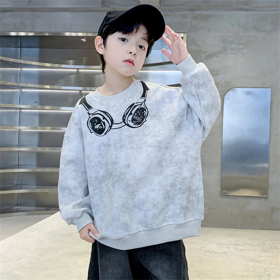 New Fashion Children Tie Dye Fabric Sweatshirt for Boys Stylish Spring Autumn Clothing Kids Teenager Long Sleeve Hoodie Outfit